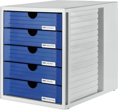 Obrázek produktu pro HAN 1450-14 SYSTEMBOX zásuvkový box - A4/C4, 5 uzavřených zásuvek, světle šedomodrý