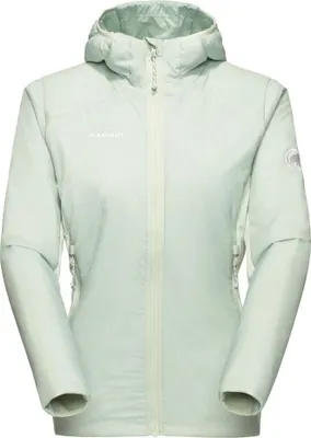 Hellgrüne Mammut Rime Air IN Hybrid Jacke mit Kapuze und Reißverschluss vorne