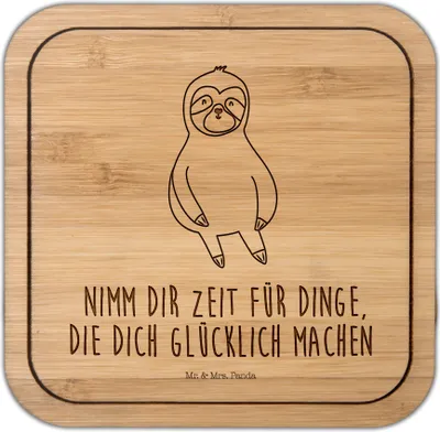 Produktbild von Mr. & Mrs. Panda Untersetzer Kork Faultier Zufrieden - Transparent - Geschenk, Glasunterlage, Pause, Coaster, gläseruntersetzer, Happy, Tischuntersetzer, Glück