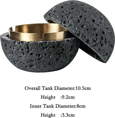 Produktbild von INF Nordischer Aschenbecher - Moderner Zement & Edelstahl Aschenbecher mit Deckel Schwarz S