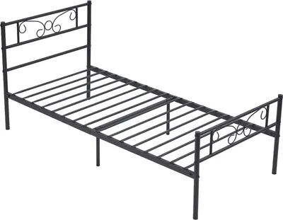 Image de Cadre de lit en métal - Noir - 90x190 cm - Sommier à lattes inclus - 1 personne