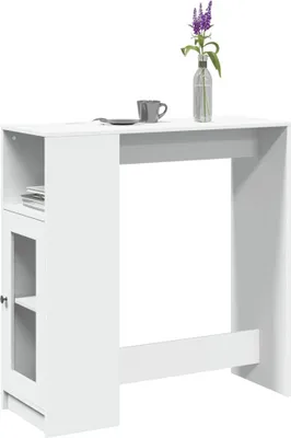 Produktbild von "2026 Promotion" Bartisch mit Regal Weiß 101x40x103,5 cm Holzwerkstoff - Esstische CC31396
