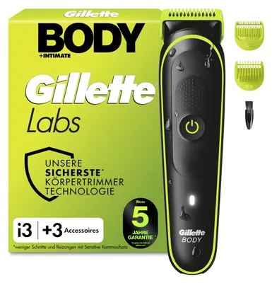 Produktbild von Gillette Labs i3 Body + Intimate Trimmer Herren, Schwarz/Grün