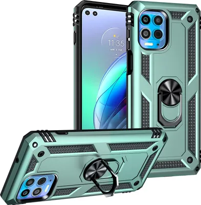 Produktbild von Moto Edge S Hülle, Dual Layer Militäre Fallschutz Schutzhülle mit Ringhalterung Ständer für Motorola Moto G100/Edge S Grün