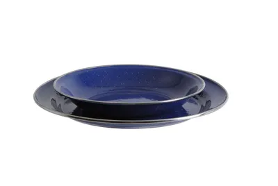 Produktbild von Origin Outdoors Emaille Teller blau 26 cm flach