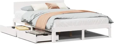 Immagine prodotto di vidaXL Letto in legno massiccio con cassetti bianco 140x190 cm pino