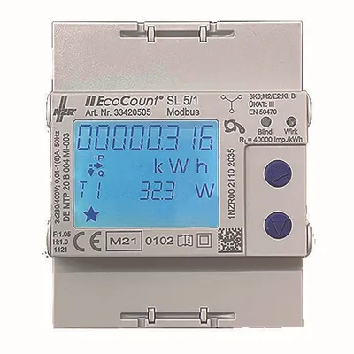 Produktbild von NZR Elektr.Hutschienenzähler 5//1A S0, MID 1 Stück
