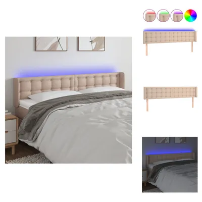 Imagen del producto de vidaXL Cabecero LED color cappuccino, 163x16x78/88 cm, cuero sintético - Cabecero y piecero