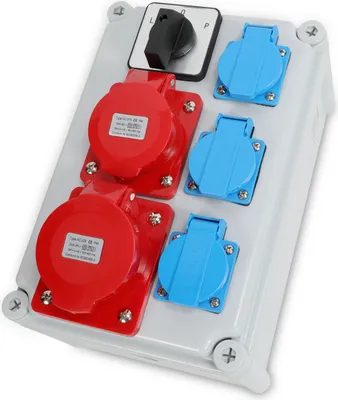 Immagine prodotto di Distributore di corrente da cantiere Clanmacy Distributore di corrente da parete Presa CEE 1X32A 1X16A 3x230V con interruttore a camme L-0-P e MCB Schuko