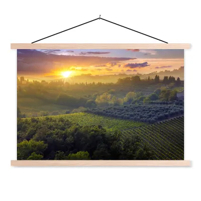 Produktbild von MuchoWow® Textilposter Toskana - Landschaft - Sonne 60x40 cm mit holzfarbenen Rahmen - Bilder