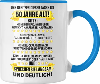 Produktbild von Trendation - 50. Geburtstag Männer Tasse Geschenk Geschenkidee 50er Geburtstag Spruch Perfektion Vater Papa Lustiger Spruch Witzig (Blau)