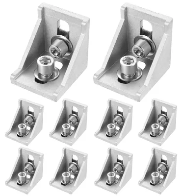 Imagen del producto de Soporte para perfiles de aluminio 40 x 40 - Conector angular de 90° - Unión mediante ranura en T - Ángulo metálico - Extrusión de aluminio - Material duradero