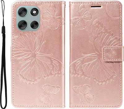 Produktbild von Motorola Moto G56 Hülle - Coverup Schmetterlinge Klapphülle - Roségold