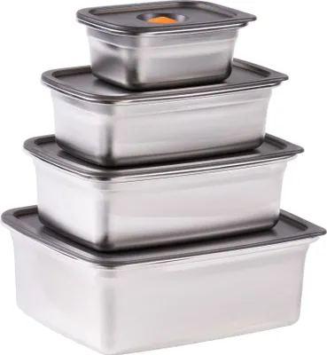 Produktbild von STONELINE® Mikrowellengeeignete Frischhaltedose 300/700/1.200/2.300 ml Set 8-teilig | Edelstahl