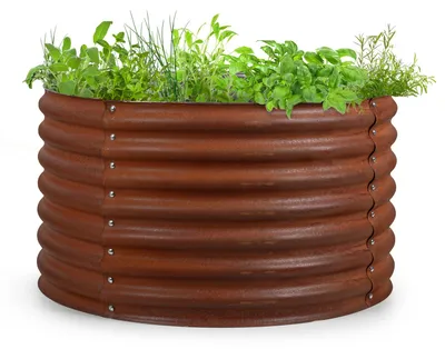Produktbild von blumfeldt Rust Grow Hochbeet Gartenbeet, verzinktes Stahlblech, Materialstärke: 0,6 mm, einfache Montage, Rost-Finish, 100 x 60 cm (ØxH), Rost