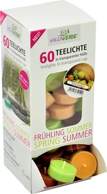 Produktbild von Duft Teelichter im Spender Tropical Mango 60er Box Duftkerzen 4 Std. Brenndauer