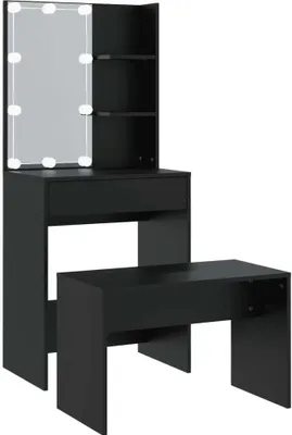 Produktbild von Schminktisch-Set mit LED Schwarz Holzwerkstoff