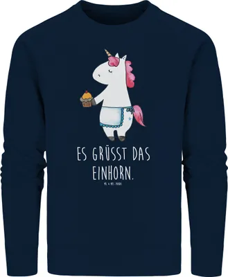 Produktbild von Mr. & Mrs. Panda Rundhals Pullover Einhorn Muffin Größe M - French Navy - Geschenk, Unicorn, Kekse, Pulli, Bio-Pullover, Sweatshirt, Geburtstag, Baumwoll, Sweater