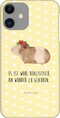 Produktbild von Mr. & Mrs. Panda Iphone 11 Handyhülle Meerschweinchen Weisheit - Gelb Pastell - Geschenk, Handy Schutzhülle, XR, Spruch, Tiere, Motivation, Cover, Wunder, Hülle