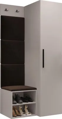 Produktbild von MIRJAN24 Garderoben-Set Medi III, Schuhschrank, Kleiderhakenbrett, 4x Paneel 42x42, 2 Kleiderhaken (Farbe: Cashmere, Manila 04)