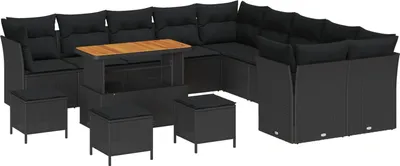 Image de Ensemble de canapé de jardin 14 pcs Noir polyrotin