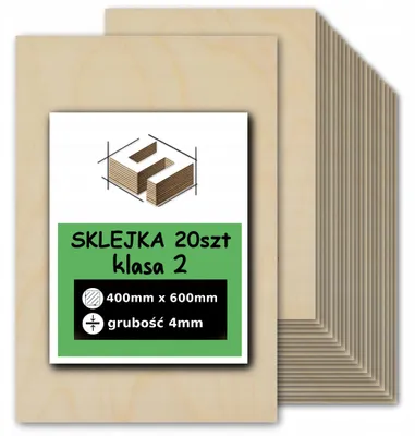 Image de Plaques rectangulaires en contreplaqué de bouleau brut – découpe et gravure laser, fraisage CNC, modélisme, pyrogravure, peinture, serviettage et loisirs créatifs DIY – qualité 2 – 40 × 60 cm (400 × 600 mm) – 4 mm – 20 plaques