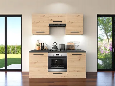 Produktbild von Küchenzeile 180 cm Küchenblock Einbauküche ohne E-Geräten, Langen K23-M180 Artisan Eiche