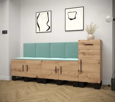 Obrázek produktu pro Předsíňová sestava RUMIE 17 - dub artisan, mátové panely