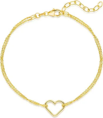 Produktbild von MATERIA Gold Armkette Herz aus 925 Silber vergoldet Damen Armband Kette Liebe 18-23cm längenverstellbar SA-82