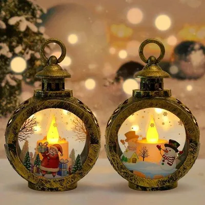 Produktbild von Weihnachtskerzen, Set aus 2 dekorativen Kerzen, Weihnachtskerze mit Schnee, hängende Weihnachtsleuchte, Kerze in Form von Weihnachtsmann und Schneemann, für Weihnachten, Halloween, Ramadan, Tischdeko.