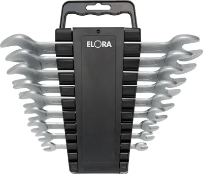 Produktbild von Elora Doppelmaulschlüssel-Satz DIN 3110, 8-teilig 6-23 mm, ELORA-100 KH-9