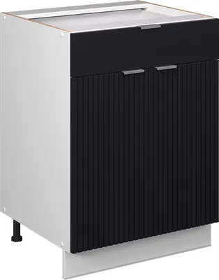 Immagine prodotto di Mobiletto base per cucina Vicco Fame-Line Nero rigato 60 cm con cassetto, senza piano di lavoro, Model 50848