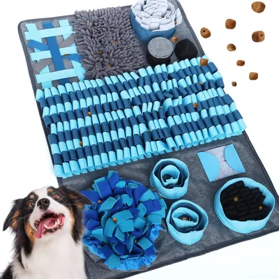 Immagine prodotto di Elzusha - Tappetino interattivo per cani di grandi dimensioni, colore blu - Grande tappetino olfattivo per cani