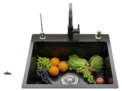 Immagine prodotto di Lavello da cucina, 50 x 45 cm, acciaio inossidabile, montaggio a incasso, vasca singola, rivestimento PVD nanotecnologico