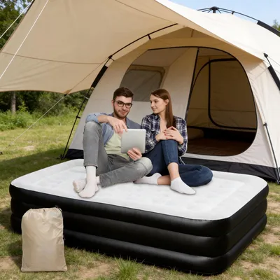 Obrázok produktu pre Vigevee Premium nafukovacia posteľ 190 x 100 x 46 cm s integrovanou pumpou, samonafukovacia matrac ako hosťovská posteľ, cestovná posteľ, kempingová posteľ a núdzová posteľ, jednolôžková posteľ