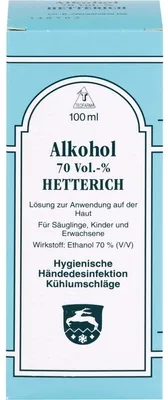 Zdjęcie produktu dla HETTERICH Alkohol 70 Vol.-% roztwór do higienicznej dezynfekcji rąk, roztwór 100 ml
