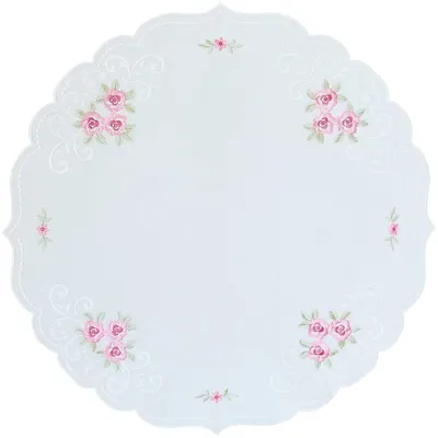 Immagine prodotto di MARGIT tovaglia rotonda ricamo motivo rose poliestere Ø 60 cm