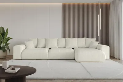 Produktbild von Ecksofa mit Schlaffunktion und Bettkasten ESKAR-L2 - 364x176x72 cm Cremeweiß - Corner Sofa Bett Eckcouch Couch L-Form Schlafcouch Ausziehbar Wohnlandschaft Schlafsofa Cauchsofa