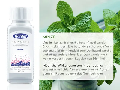 Produktbild von FLORAGE 100ml Saunaduft Minze Konzentrat Saunaaufguss Saunaöl Sauna Aufguss Duft