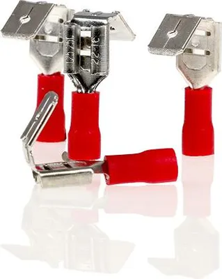 Produktbild von alca® Flachsteckhülsen mit Abzweig rot 6,3mm 10St. 0,5-1,5mm² AWG 22-16 teilisoliert männlich Flachstecker Quetschkabelschuhe Steckverbinder
