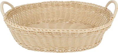 Produktbild von Brotkörbchen EUROHOME ovaler Brotkorb in geflochtener Holzoptik, Weidenkörbchen für Brötchen oder Brot - spülmaschinengeeignet - 32x25 cm