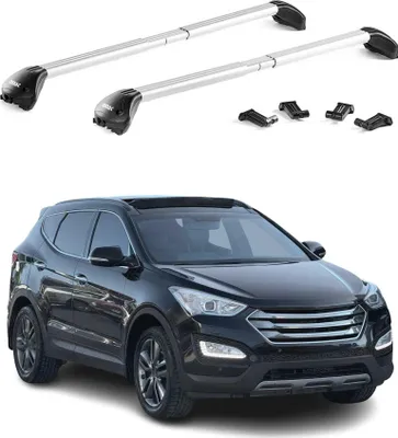 Image de Barres de toit transversales pour Hyundai Santa Fe 2013-2018 Alu Gris 2Pcs ABE