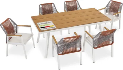 Produktbild von Juskys Premium Gartenmöbel-Set Costa Rica - Witterungsbeständig, pflegeleichtes Polywood, Olefin-Bezug