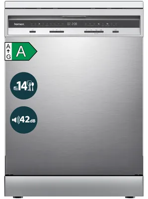 Produktbild von homeX DWFS601442A-S Geschirrspüler 60 cm, Spülmaschine freistehend - 14 Maßgedecke, 9 Programme, AquaStop, Unterbaufähig
