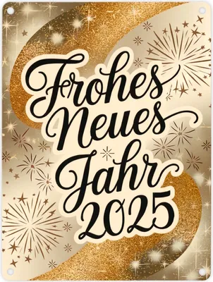 Produktbild von Frohes Neues Jahr 2025 Metallschild in 15x20 cm
