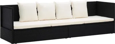 Immagine prodotto di Lettino da Giardino con Cuscini in Polyrattan Nero