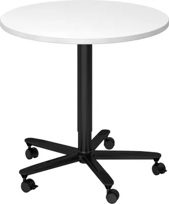 Produktbild von bümö Säulenhubtisch rund ST - Nachbildung: Weiß, tischfuss: schwarz