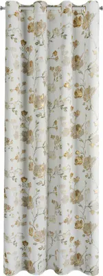 Image de EUROFIRANY | Rideau - 140 x 250 cm - beige - fleurs - oeillets - vintage - classique