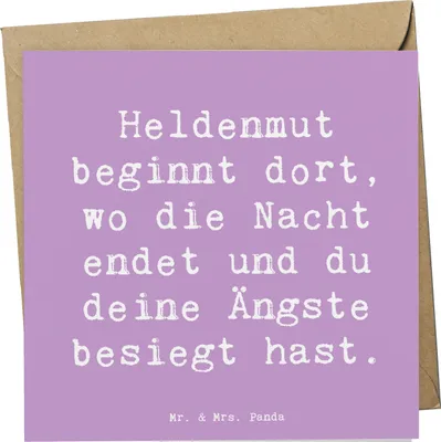 Produktbild von Mr. & Mrs. Panda Grußkarte Spruch Ängste vor Monstern besiegen - Lavendeltraum - Geschenk, neue Möglichkeiten, überwinden, Mutmacher, Glückwunschkarte, doppelkarte, Trost