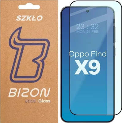 Produktbild von Gehärtetes Glas für Oppo Find X9, Bizon Glass Edge 2, Schwarzer Rahmen